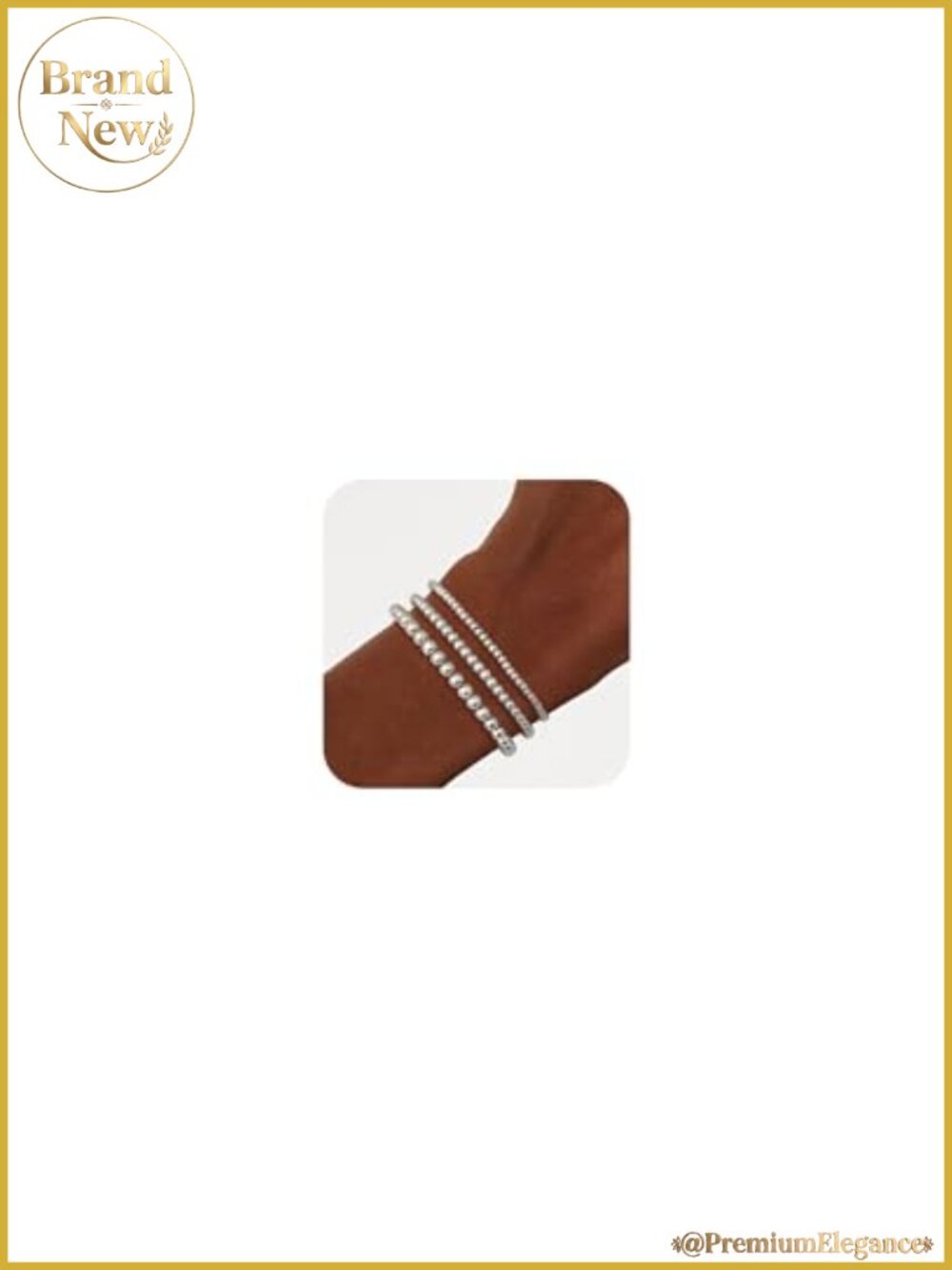 14K Gold Plated Beaded Stretch Bracelet Set of 5 for Women Stackable Jewelry